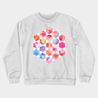 Radiant Hexagons - geometric watercolor painting Crewneck Sweatshirt